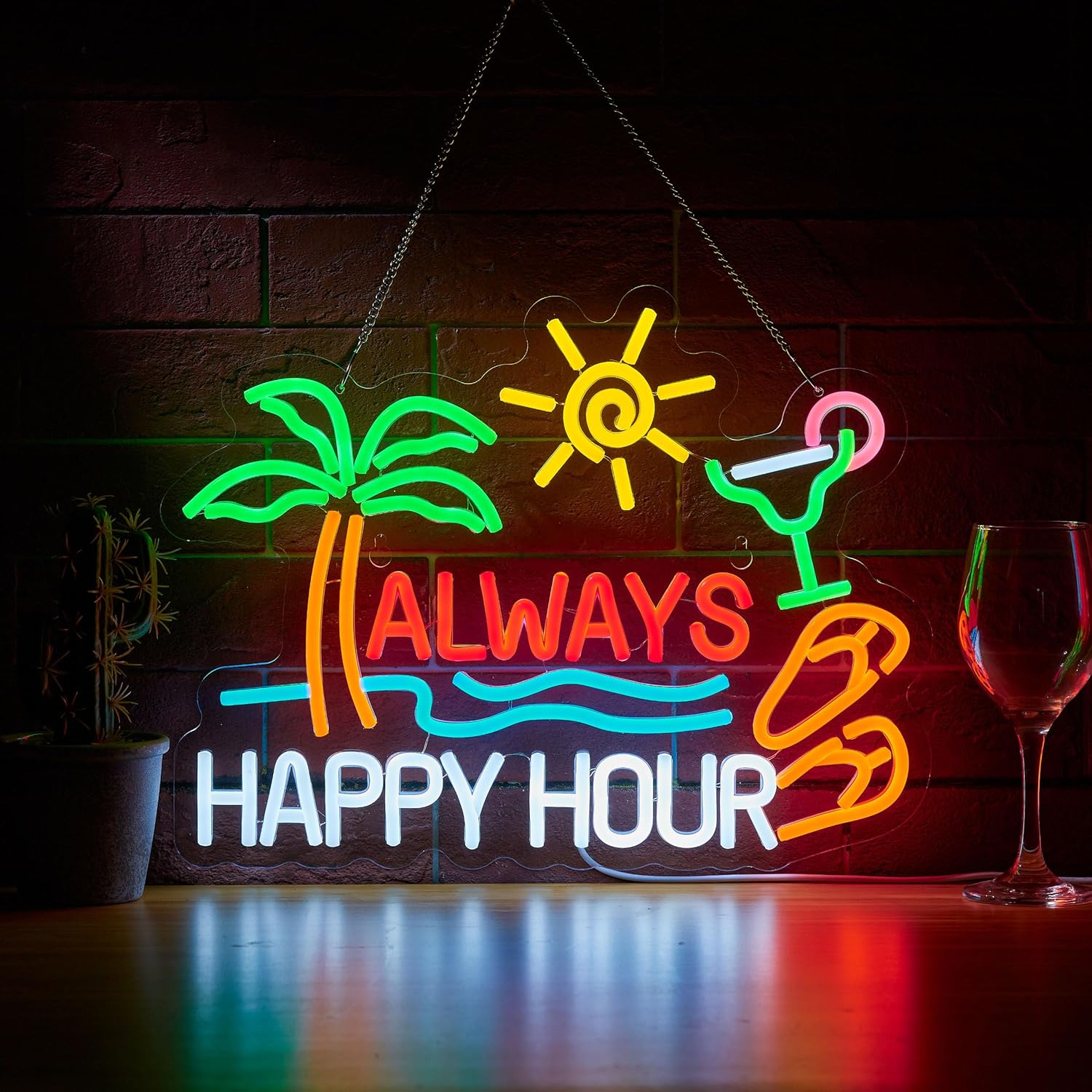 Home Bar Signs - Zawsze Happy Hour Bar Piwny Neonowy