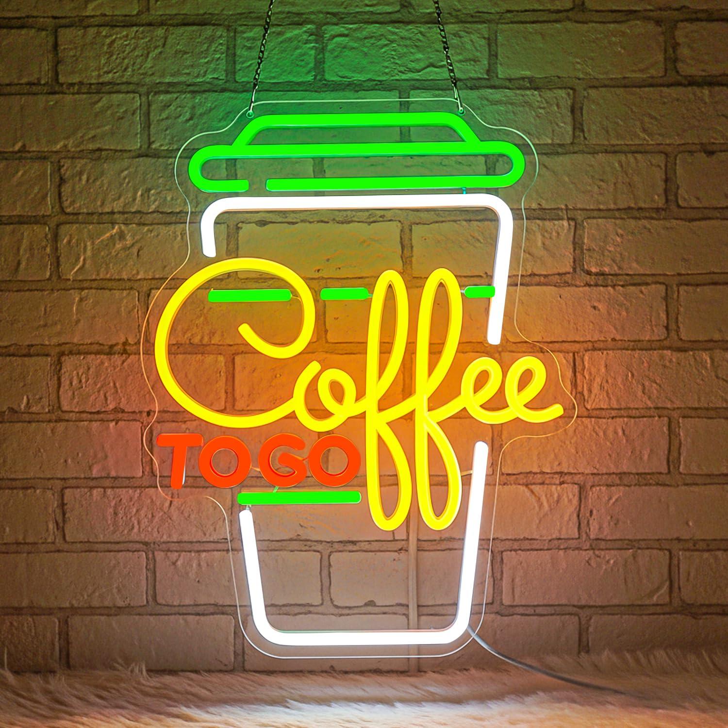 Home Bar Signs - Neonowy szyld kawowy, ściemnialne lampki LED