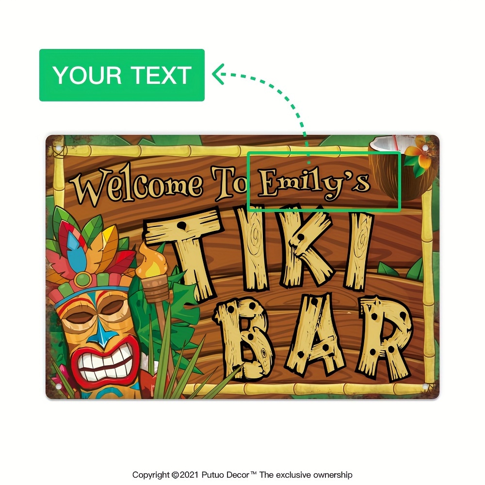 Home Bar Cafe - Personalizowany szyld Tiki Bar, imię na